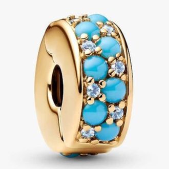 Pandora Aqua Blue 14k Gold-plated Clip Charm