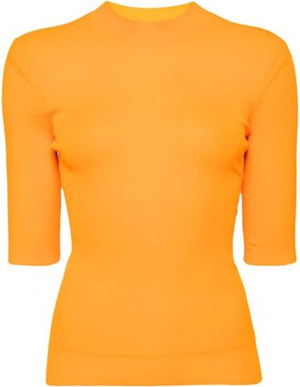 Enfold mock-neck ribbed top - women - Polyester - 40 - Orange