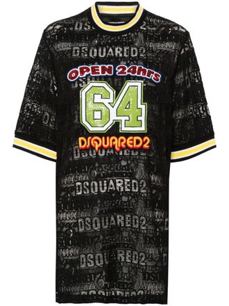 Dsquared2 64 Lacey maxi T-shirtjurk - Zwart
