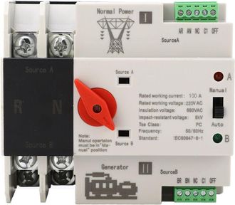 OEM Interruptor De Transferencia Autom&aacute;tica De Doble Alimentaci&oacute;n De 2 Polos, Ign&iacute;fugo, Para Generador Ac220v 100a