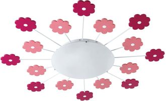 Loops Wall Flush Ceiling Light Colour Pink Shade White Satin Glass Bulb E27 1x60W