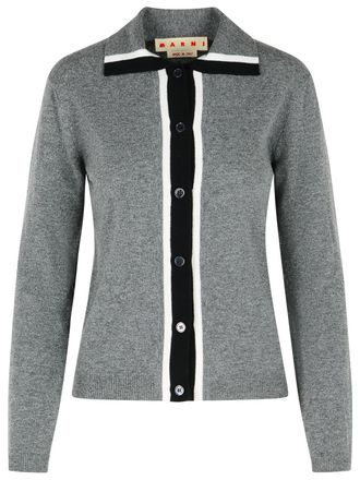 Marni Grey Virgin Woll -Strickjacke