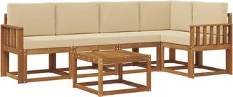vidaXL Conjunto De Sof&aacute;s De Exterior 6 Uds. Natural Y Beige Vidaxl