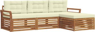 vidaXL Conjunto De Sof&aacute;s De Exterior 4 Uds. Natural Y Crema Vidaxl