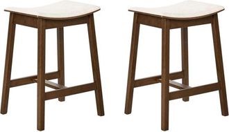 Beliani Set of 2 Bar Stools DIXON Wood Off-White/ Dark Brown