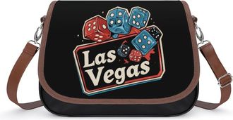 Generic Las Vegas Colorful Dice Crossbody Bag Womens Handbag PU Message Bags Shoulder Purse with Adjustable Strap