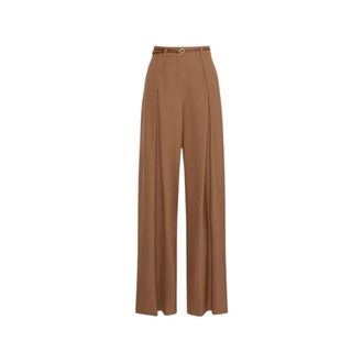Max Mara Broeken, Dames, Bruin, S, Wol, Cocco Wijde Broek