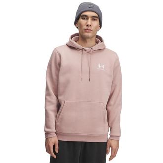 Under Armour Mens Essential Fleece Hoodie - White/Tourmaline Pink