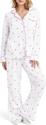 Splendid Lottie Love Cotton Gauze Pajamas in Pink Hearts at Nordstrom, Size X-Small