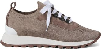 Brunello Cucinelli Flat Schoenen - Dames - Sneakers - Bruin - 38 EU - Katoen - Schoenen