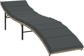 vidaXL Tumbona Con Coj&iacute;n Rat&aacute;n Sint&eacute;tico Gris Claro 55x199x50 Cm Vidaxl