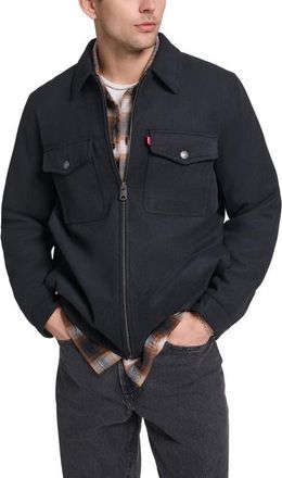 Levi's Zip Front Shacket in Black at Nordstrom, Size Xx-Large