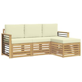 vidaXL Conjunto De Sof&aacute;s De Exterior 4 Pcs Blanco Y Crema Vidaxl