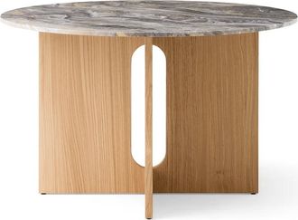 Audo Androgyne Esstisch &Oslash; 120 cm, Eiche natur / Tischplatte Marmor Galaxy grau