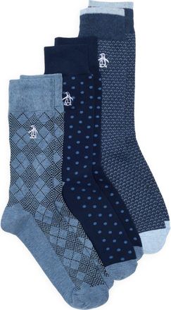 Original Penguin Pico Birdseye Crew Socks - Pack of 3 in Navy at Nordstrom Rack