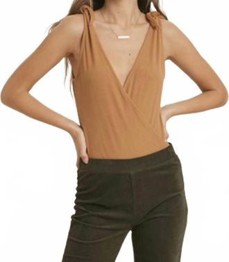Wishlist Anna Shoulder Tie Bodysuit In Camel