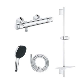 GROHE Conjunto Mezclador Termost&aacute;tico Ducha Grohe Quickfix Precision Flow + Teleducha Vitalio Comfort 110 + Barra Quickfix + Manguera