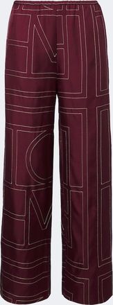 Toteme Monogram silk twill wide-leg pants
