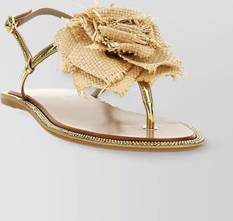 Le Silla flat sandals embellished with flowers and metallic finish