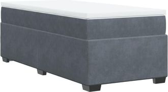 vidaXL Box Spring Bed with Mattress Dark Grey 90x200 cm Velvet Vidaxl