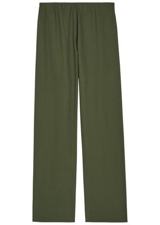 Vince Colette Wide-leg Cotton-poplin Trousers - Khaki - S (UK8-10 / S)