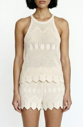Vero Moda Seashell Sands Pointelle Knit Tank in Birch at Nordstrom, Size X-Small