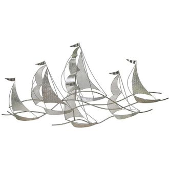 Beliani Beliani - Decoraci&oacute;n De Pared Barcos Arte De Pared De Metal Plateado Estilo Moderno Americium