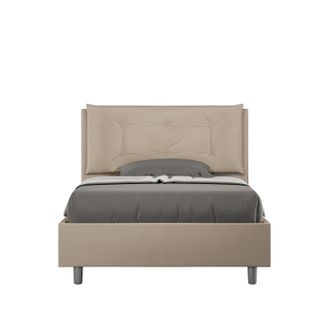 ITYhome Letto Una Piazza E Mezza Rivestito In Similpelle Con Cuscini Xl - Annalisa Large - Tipologia Letto: Con Rete - Dimensione Rete: 120x210 - Colore: Tort