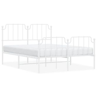 Berkfield Home Metal Bed Frame with Headboard & Footboard White 135x190 cm Double