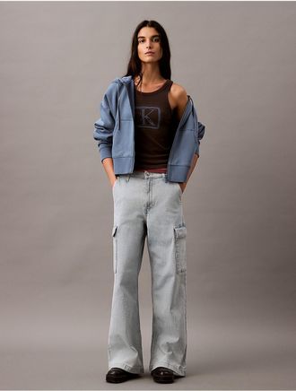 Calvin Klein Jeans Calvin Klein Womens Cargo Wide Leg Fit Jeans - Blue - 28