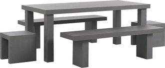Beliani Garden Dining Set with Benches and Stools 6 Seater TARANTO Concrete Grey