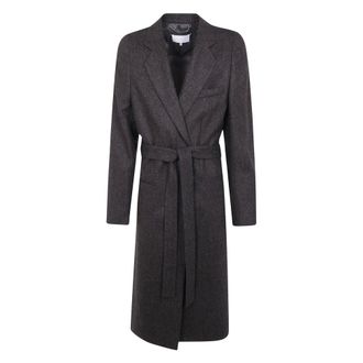 Maison Margiela Geknoopte wollen jas met visgraatpatroon - Dames - Mantels - Bruin - Maat: L Wol