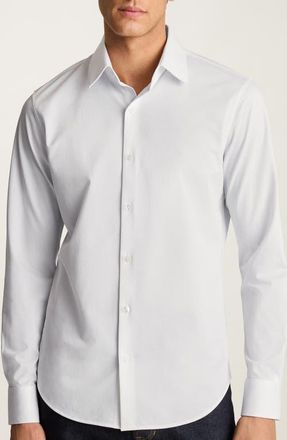Bonobos Tech Solid White Performance Cotton Blend Piqu&eacute; Button-Up Shirt in Birds Eye Texture V2 C4 at Nordstrom, Size Xx-Large