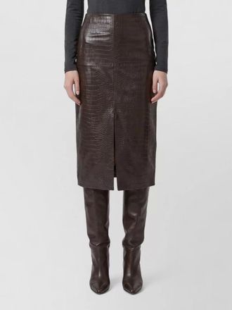 Federica Tosi leather crocodile-print midi pencil skirt