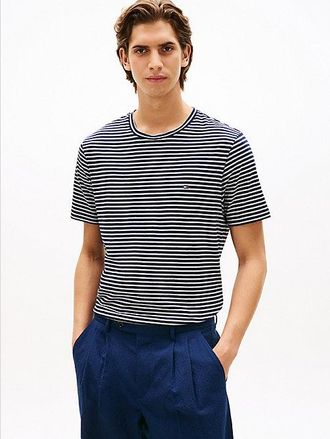 Tommy Hilfiger Stripe Flag Embroidery Crew Neck T-Shirt