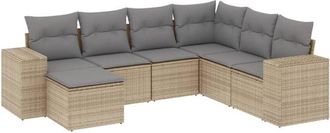 vidaXL Vidaxl - Set Sof&aacute;s De Jard&iacute;n 7 Piezas Y Cojines Rat&aacute;n Sint&eacute;tico Beige