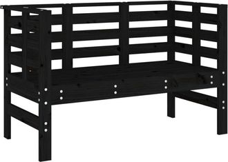 vidaXL Vidaxl - Banco de jardín madera maciza de pino negro 111,5x53x71 cm