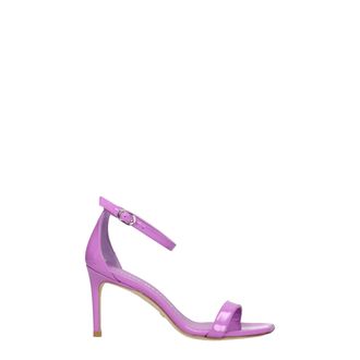 Stuart Weitzman Purple Leather Stiletto Heel Womens Sandals