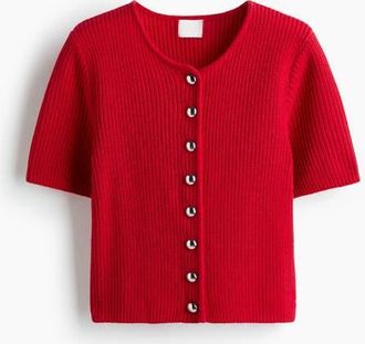 H&M Rib-knit Cardigan in Red at Nordstrom, Size Xx-Small