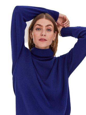 Celtic & Co. Geelong Wool Slouch Turtleneck Sweater in Blue Ink at Nordstrom, Size Medium