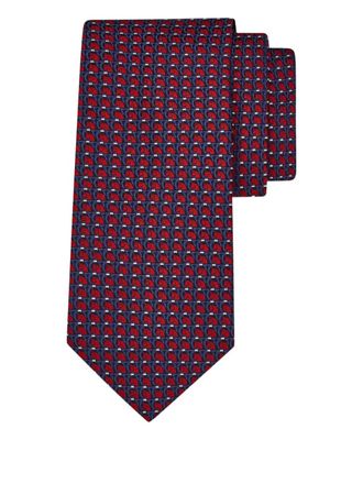 Ferragamo jacquard pegasus tie - men - Silk/Acetate/Viscose - One Size - Blue
