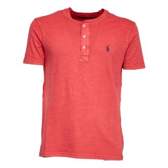 Polo Ralph Lauren T-Shirts, male, Red, Size: XL Band-collar T-shirt