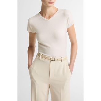 Vince Short Sleeve Wool Blend Sweater in Off White at Nordstrom, Size Xx-Small