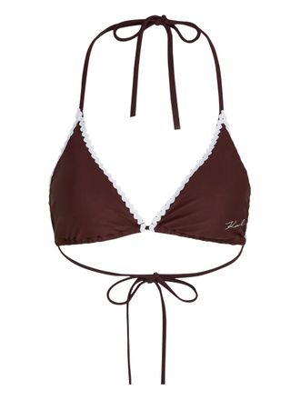Karl Lagerfeld scallop-trim bikini top - women - Recycled Nylon/Elastane - S - Red