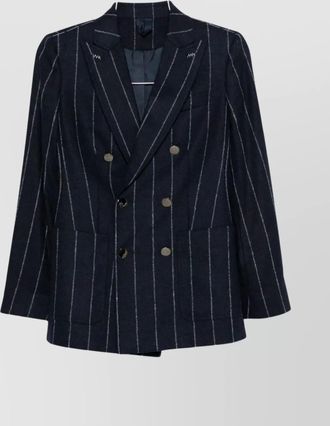 Max Mara double-breasted pinstriped jacket flap pockets