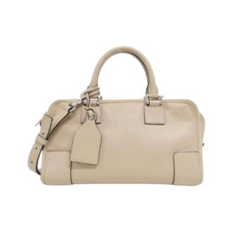 Loewe Pre-owned Amazona Calf Handbag - Dames - Vintage Handtas - Beige - ONE Size - Leer - Vintage