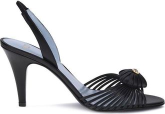 Valentino Garavani Black Calf Leather Bos Taurus Stiletto Heel Womens Sandals