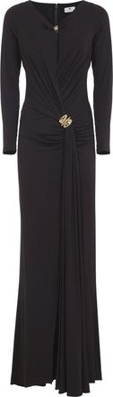 Elisabetta Franchi Dark Chocolate Brown Jersey Brown Gown-Donna