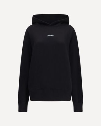 Dolce & Gabbana Cotton Hooded Sweatshirt with logo patch Female 38