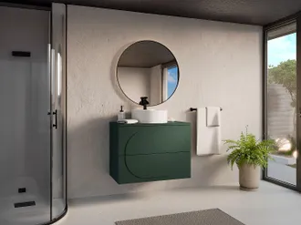 Vente-Unique Mobile sottolavabo sospeso con ripiano - Verde - 80 cm - VUTOMA